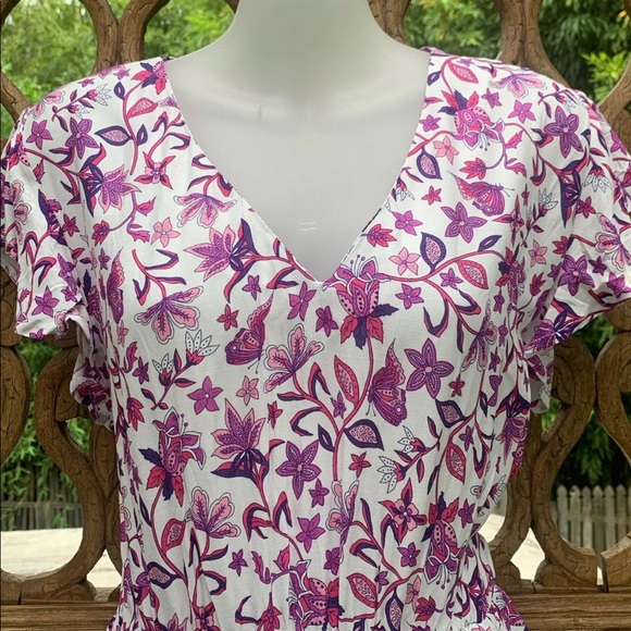 SHEIN Purple\Pink Floral Butterfly Boho Midi Dress - Picture 2 of 3